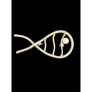 MCM Modernist Abstract Fish Brooch Freshwater Pearl 925 5.0g